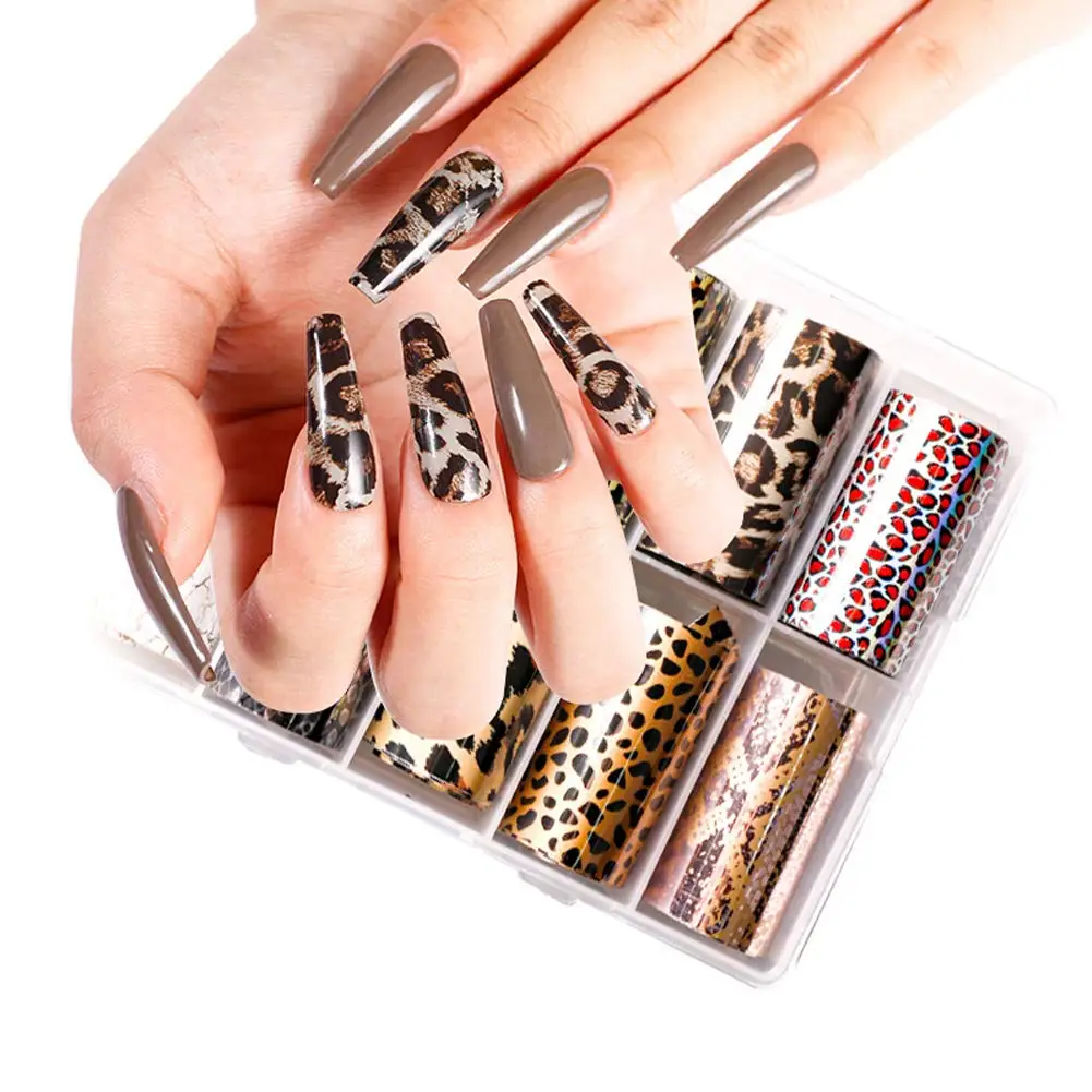 2021 Amovol продает 10 рулонов роскошных брендовых клейких переводных картинок, 3D логотип, фольга для ногтей, наклейки для дизайна ногтей