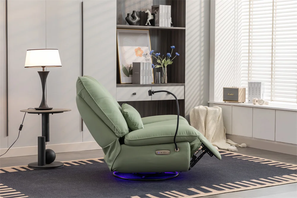 Power Recliner Rocking Chair USB Port Charge with Atmosphere Lamp Swivel Glider Recliner Sofa Chair Manufacturer for Living Room