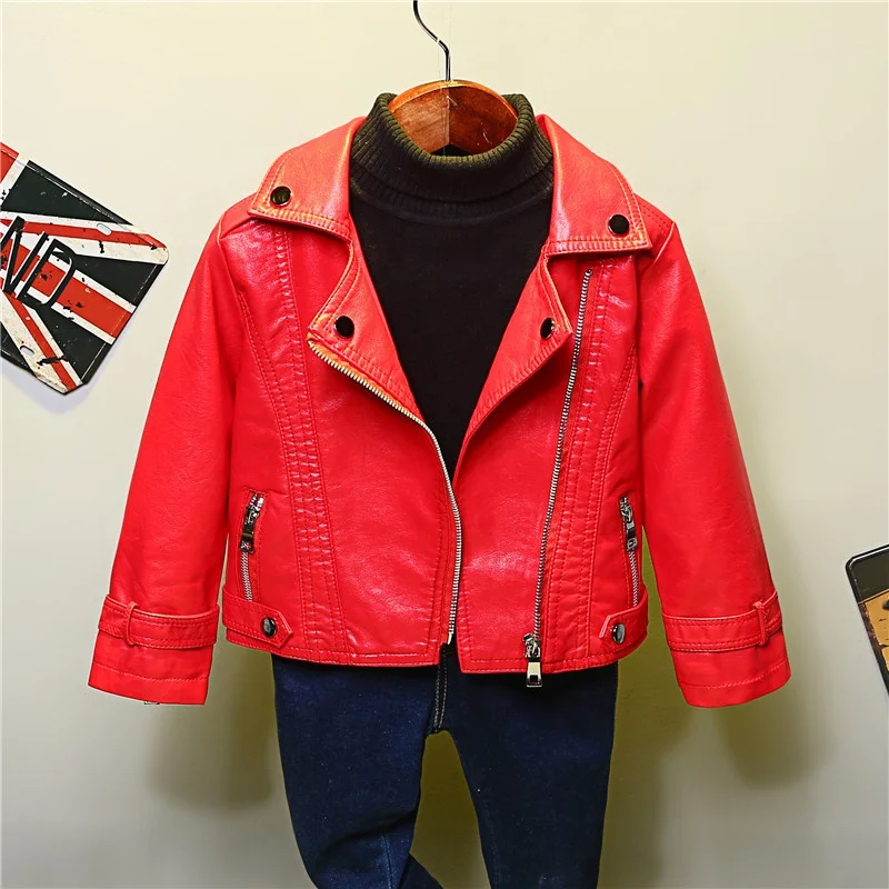 2022 Baby Girl Boy Spring Autumn Winter PU Coat Jacket Kids Fashion Leather Jackets Children Coats Clothes