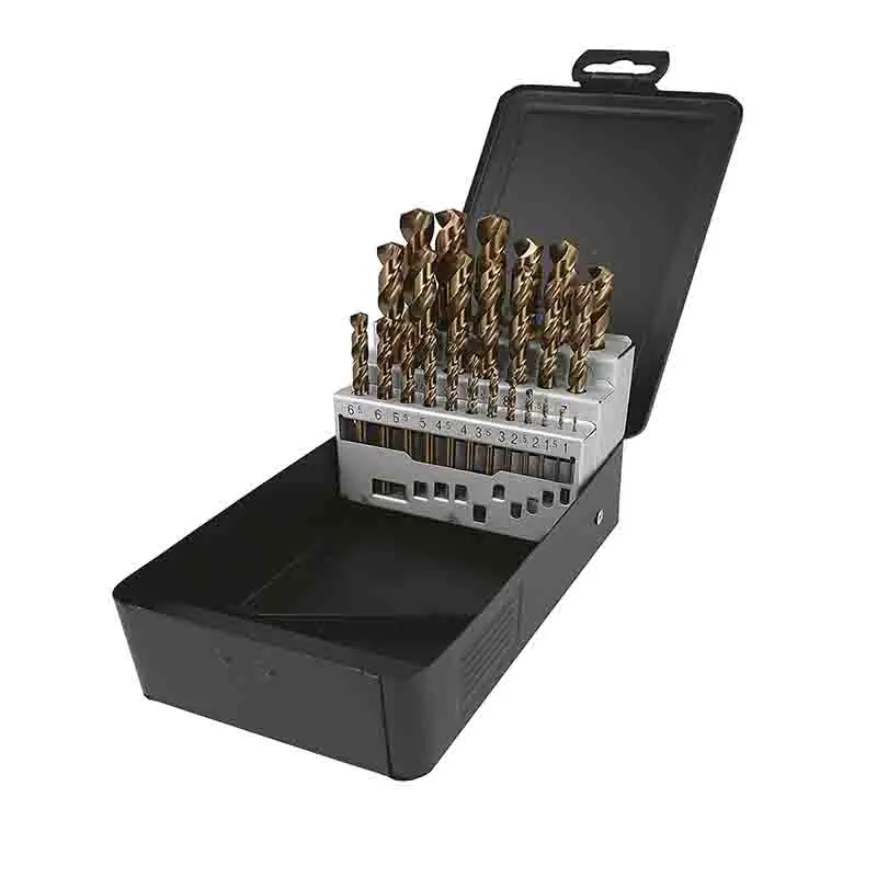 25 Pcs Metric DIN338 Fully Ground HSS Co Fully Ground Drill Bits Set for Metal and Stainless Steel Drilling in Metal Box