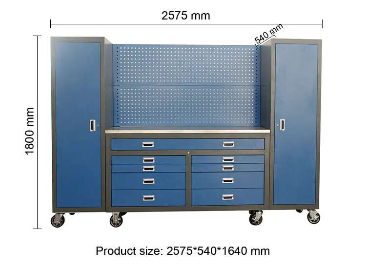Heavy Duty 9 Drawers Movable Iron Garage Storage Workbench Tool Cabinet Combination Workstation for Workshop