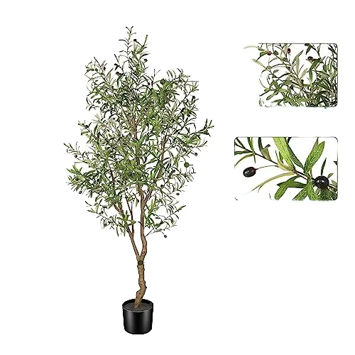 Artificial Olive Tree Silk Plant Artificial Tree in Potted Oliver Branch Leaves For Home Decor