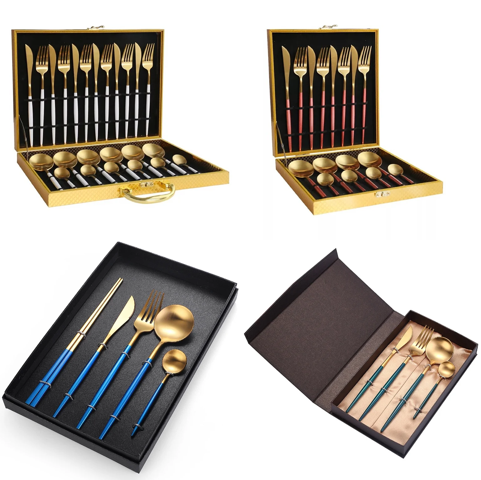 Stainless Steel Metal Tableware Creative Matte Travel Cutlery Set