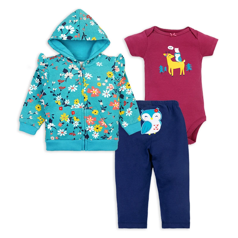 Boy clothing sets autumn toddler boy jackets and long sleeve romper 3 piece suit baby clothing new baby suit