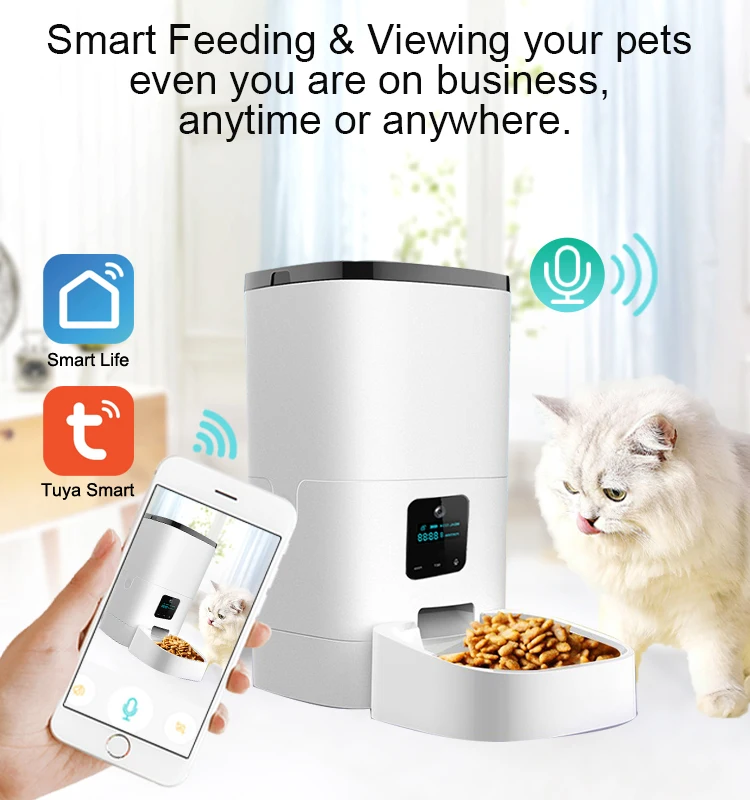  Приложение Smart Life пульт дистанционного управления 6lt интеллектуальная кормушка для домашнего питомца с камерой 1080P автоматическая подача график миски и кормушки сухих продуктов только в том