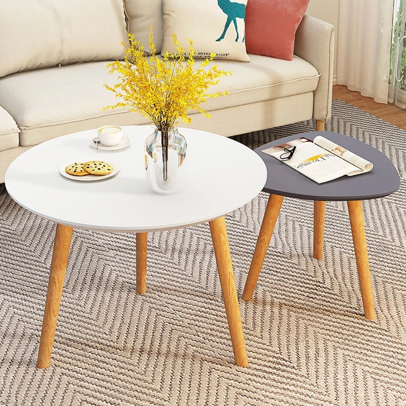 European simple style kitchen office coffee table nordic round oval shape oak coffee tea table large size