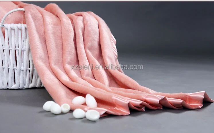 high quality luxury OEKO 100% percent Silk Blanket with Silk Satin Border