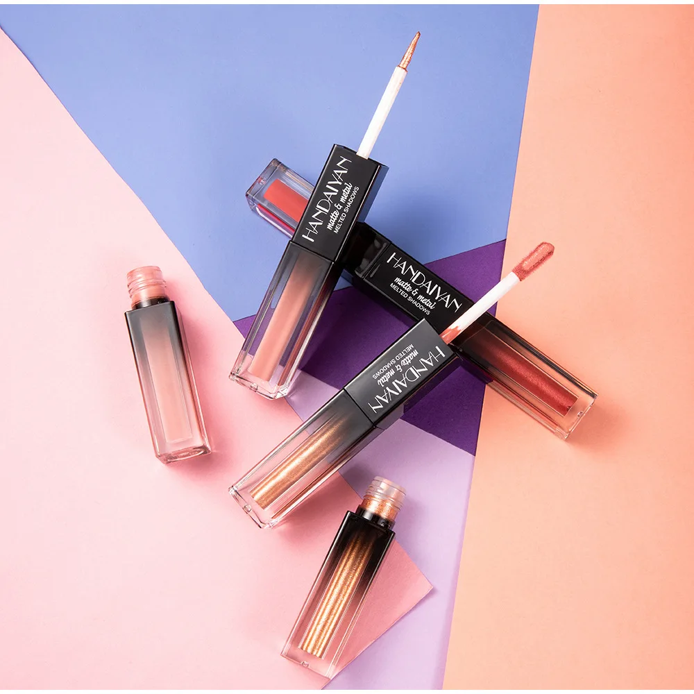 HANDAIYAN 5 Colors Eyeshadow Makeup Shimmer Matte Chrome Pigmented Pressed Eyes Shadow Long Lasting Liquid Eyeshadow