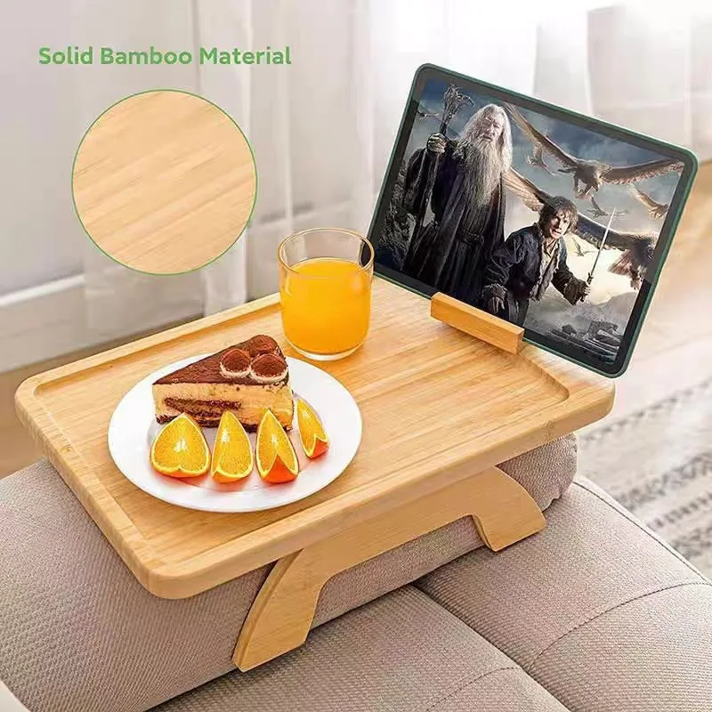 Lazy sofa round armrest tray with rotating mobile phone platform stand Fruit snack tray breakfast tray stand