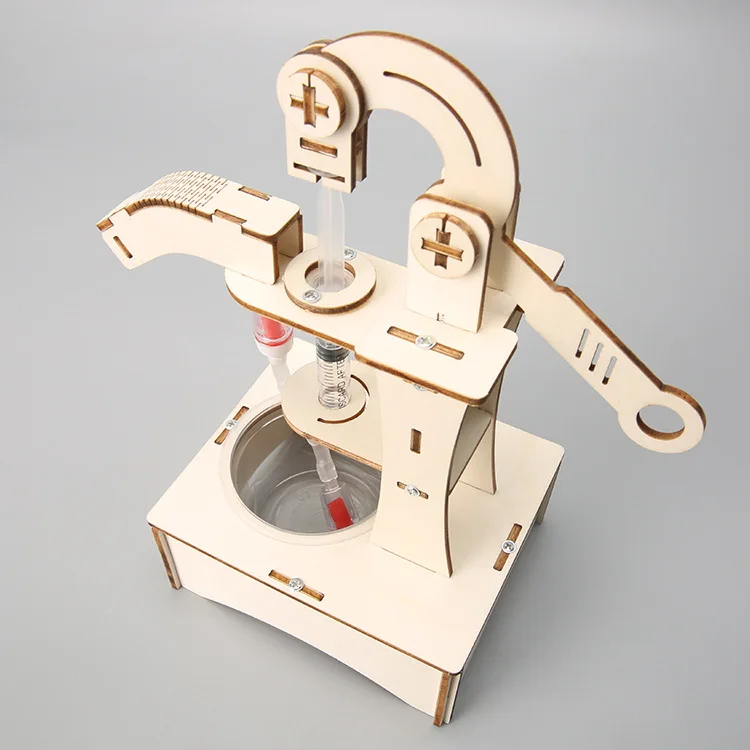 Diy Wooden Hand Pressure Water Pump Science Class Experimental Materials Kit Stem Puzzle Toys for Kids