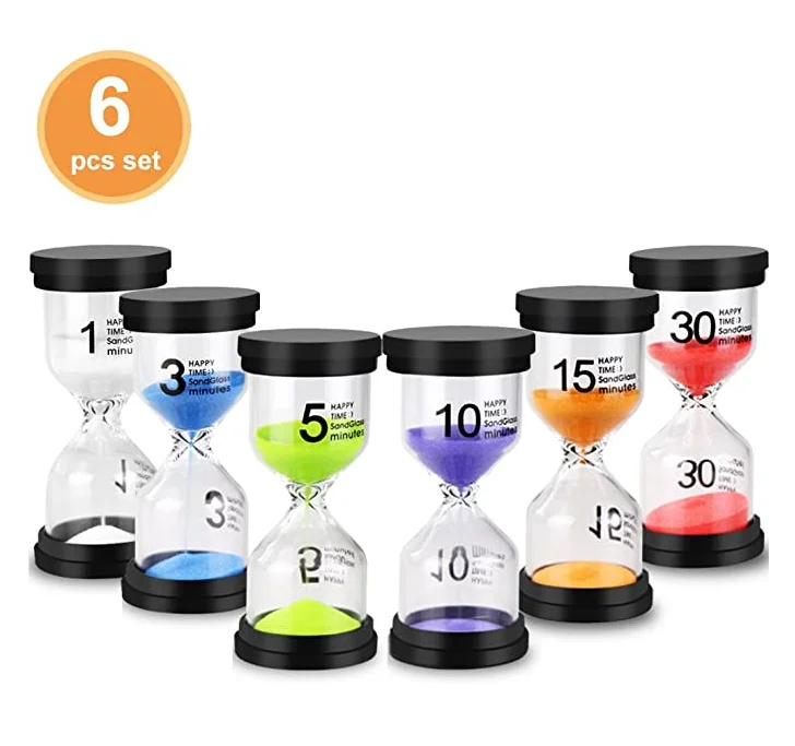 Цветные песочные часы с таймером 1/3 /5 /10/15 минут, песочные часы для игр, классных классов, дома и офиса (комплект из 4/6 шт.)