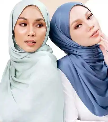 Trendy fashionable hijab luxurious velvety touch satin silk tudung hijab shawls Muslim women scarves