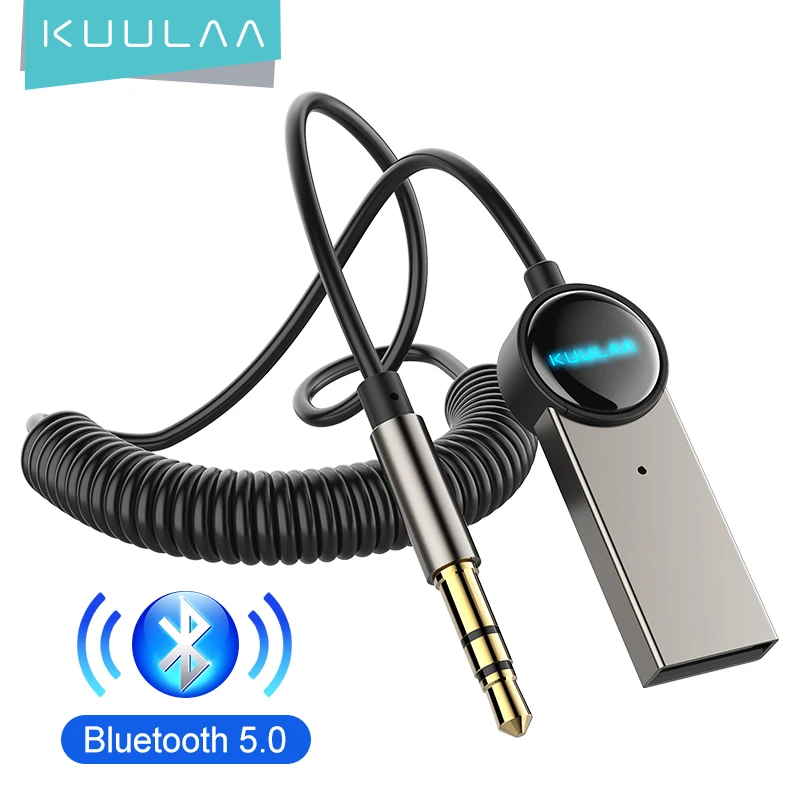 KUULAA Car Audio Adapter Cable Bt 5.0 Aux Receiver 3.5MM Stereo Jack Adapters For Car