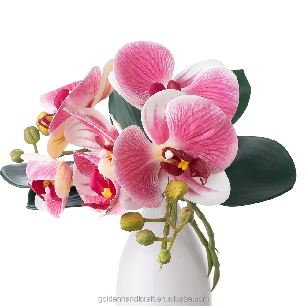 2024 Hot Sale 3d Artificial Orchids Flowers 2 Branches Latex Orchid Artificial Phalaenopsis Butterfly Orchids