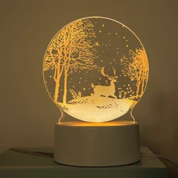 USB Connection 3D Illusion Night Light Birthday Gift Table Lamps Xmas Decoration Acrylic Flat Led Lights