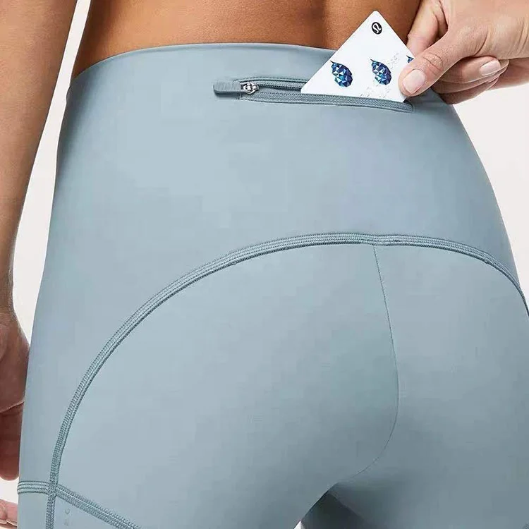 2022 Polyester Elastic High Waist Solid Color Fitness Tights Woman Yoga Girls Shorts