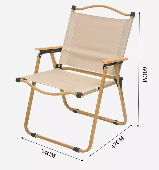 2022 Hot sale Folding Camping Chair Armrest Wood Chair Outdoor Camping Folding Kermit Chair metal alloy