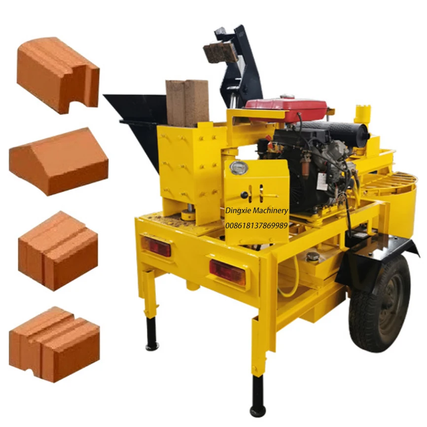 Diesel type  Moveable M7M4 interlock brick making machine  soil brick making machine for different size and type brick