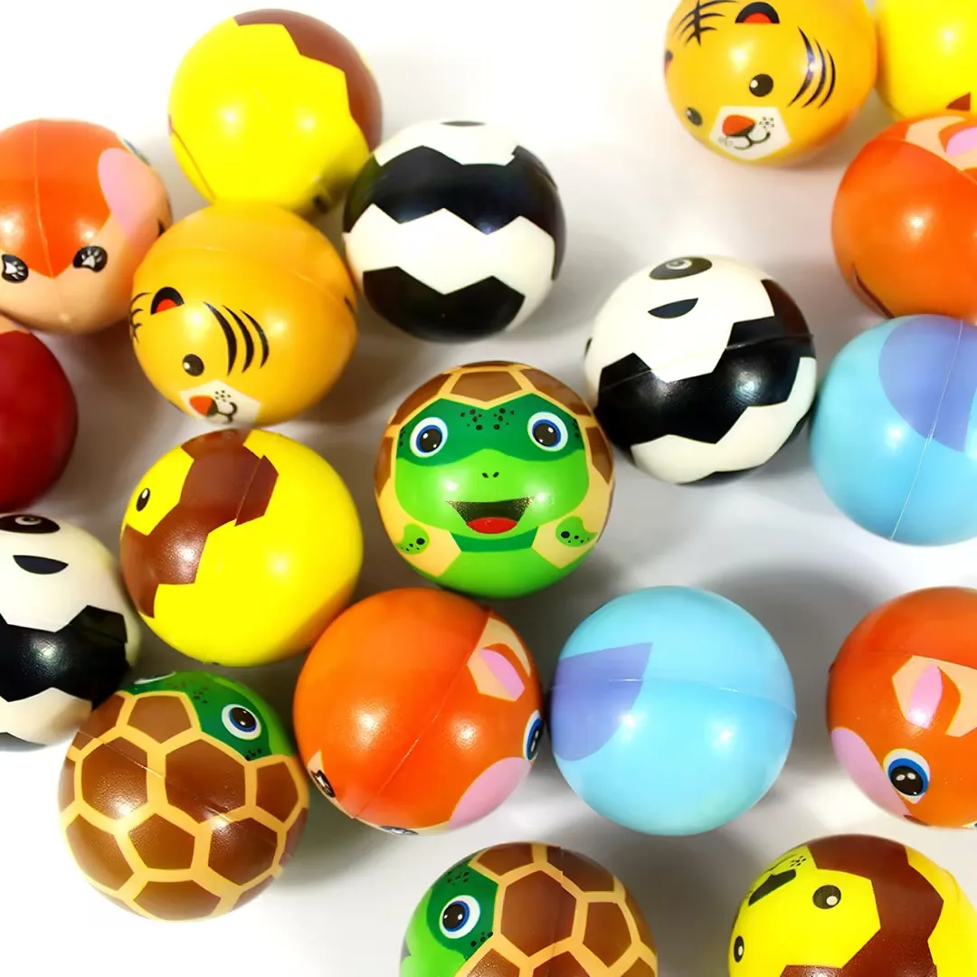 Hot Selling Custom PU Foam Yellow Funny Face Stress Ball Animal Pattern Fashion Design Stress Baseball Shape Stress Relief Toy