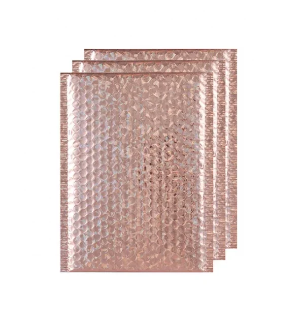 
Free Sample Custom Printed Pink Holographic Bubble Mailers Padded Envelopes For Cosmetic Book Clothing Mobile Phone 
