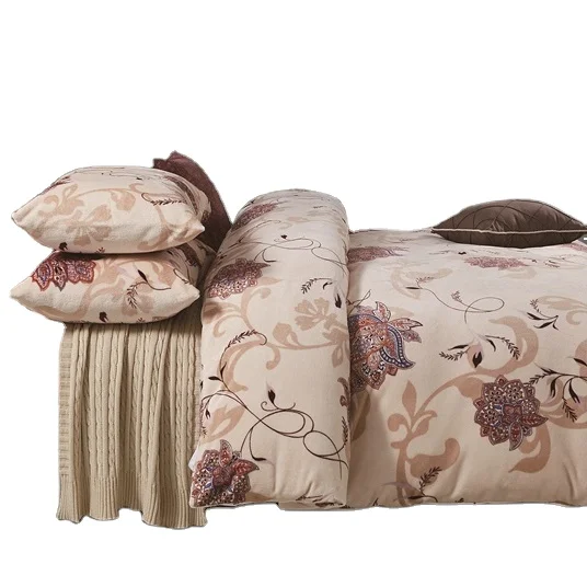 
bedding bedclothes for home with comforter shell bed sheet flannel four-piece set 