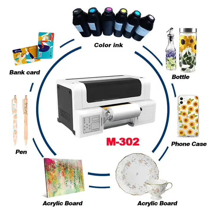 A3 XP600 Printhead Label Machine Supplier Transfer Sticker Inkjet Printing LED UV Printer for Bottle