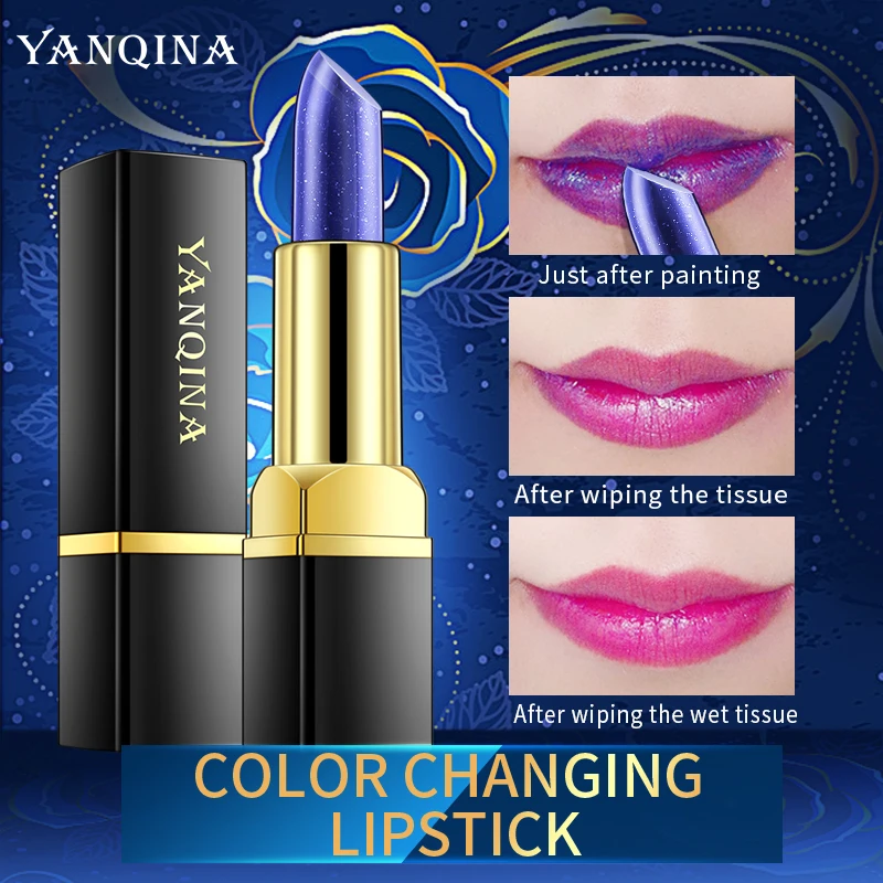 Cosmetics new design temperature color lipstick matte waterproof glitter black tube lipstick wholesale