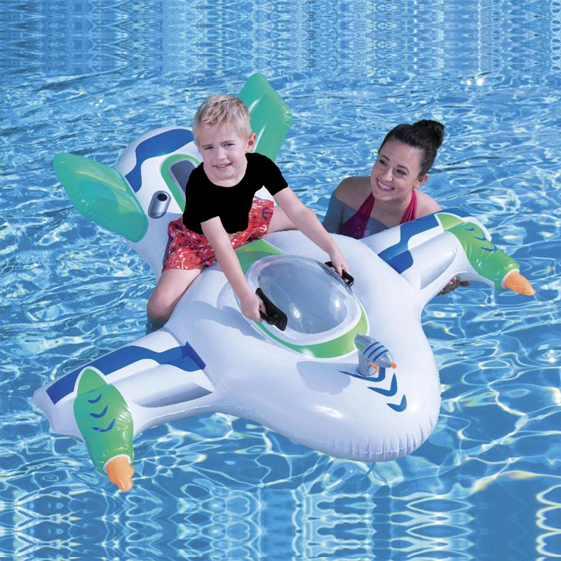 B01 Inflatable swimming ring baby spaceship floating on water cushion children water jet fighter children thickening