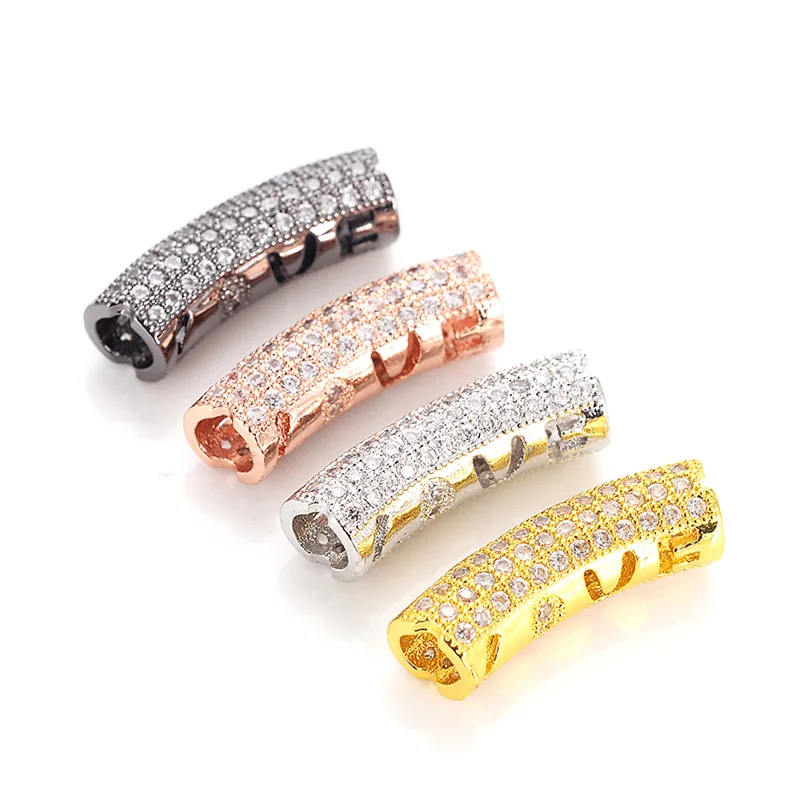 
China Fashion Custom Colors Wholesale charm connector jewelry beads and charms brass pave bead 