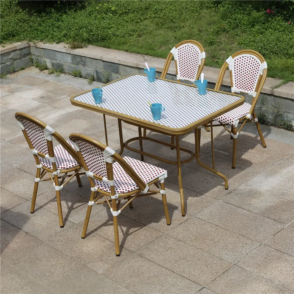 2023 new Wholesale All Weather Cheap Rattan Outdoor Chair France Bistro Cafe Wicker Chair Garden Chair