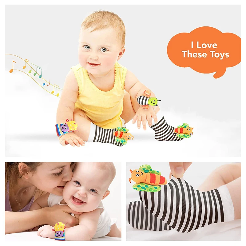 High Quality Sensory Development Custom New Toy Wrist Rattles And Foot Finders For Toddler Kids Baby Infant Rattle Socks Toys