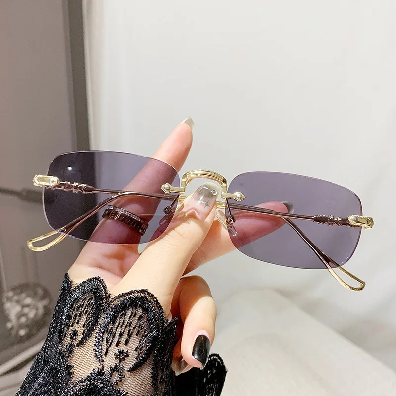 2190 New Arrival Rimless Metal Computer Anti Blue light Glasses Optical Frame Retro Photochromic Reading Eyeglasses