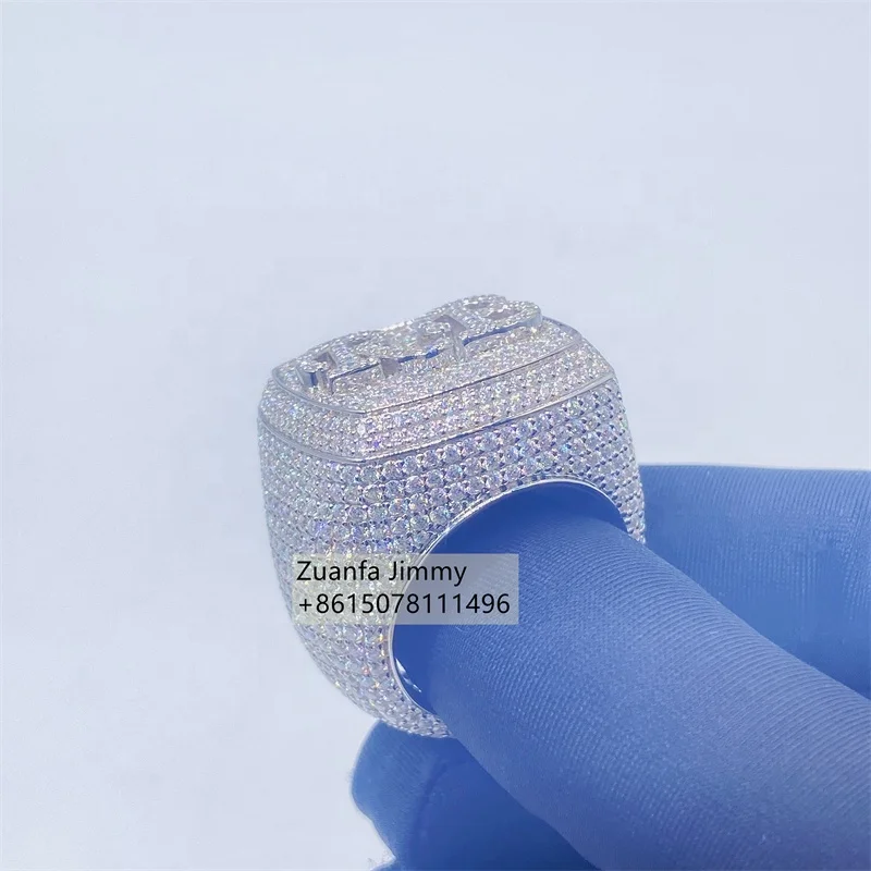 Hip Hop Ring Style Gold Color  Full with Iced Out VVS1 Moissanite Diamond Man  Champion Ring Pinky Ring