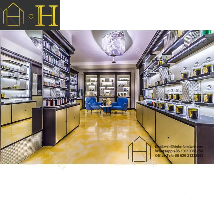 Modern Commercial Cosmetic Showcase Display Wooden Display Cabinet Makeup Shop Interior Design