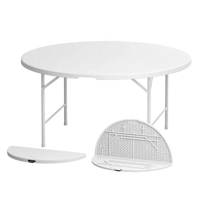 Benjia Custom Folding Banquet Round Table Plastic Folding Bench Table For Outdoor Indoor Using
