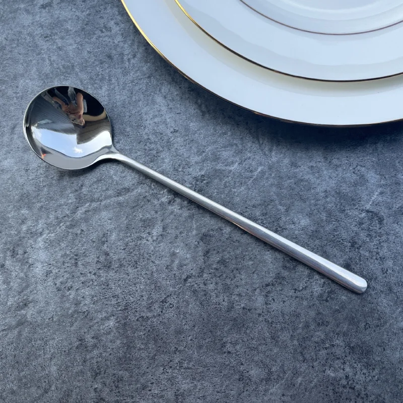 Cutlery set travel utensils set fork spoon stainless steel tableware 304 long handle household silver spoon fork stainless fork