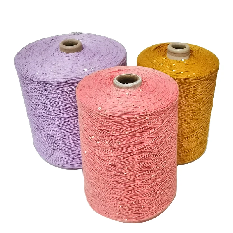 China Factory Wholesale Weaving hand knitting combed cotton colored transparent fancy bead yarn for DIY