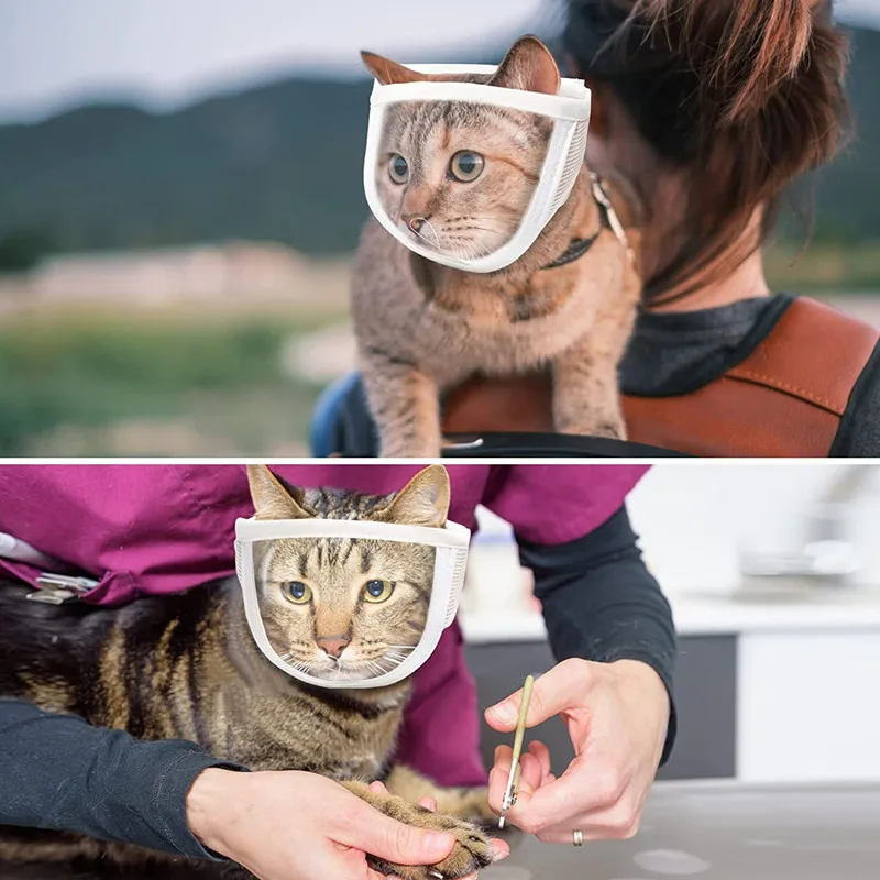 Breathable Transparent Cat Face Guard Cat Mouth Cover to Prevent Mutual and Biting wholesale Cat Muzzle for Grooming
