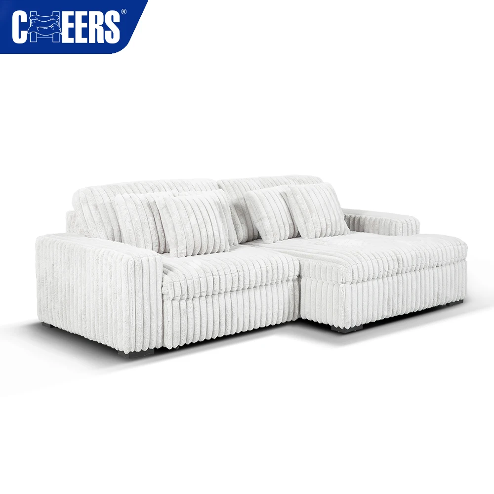 Manwah Cheers New Design Fabric Bed Sofa Set for Living Room Home Hotel and Office Furniture 2 Seater Armrest Electric Sofa Bed