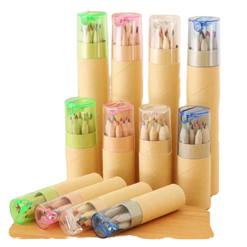 Portable Mini Watercolor Pencils with Built-in Sharpener Hexagonal Pattern Kids Art Pencils for School Use Colored Pencils