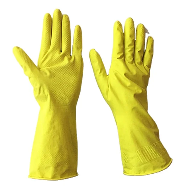 Cheap Hot Selling High Quality Extra Long Household Rubber Gloves Cleaning Kitchen Yellow Latex Gloves