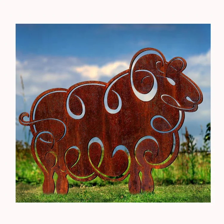 Стальная металлическая скульптура ржавчины с лазерной резкой, стальной забор, железный цветочный горшок для украшения сада