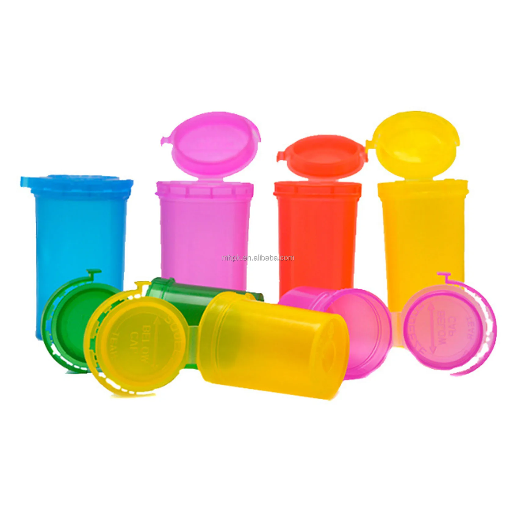 6 13 19 30 Dram Child Resistant Pills Plastic Squeeze Pop Up Tube With Tear Line