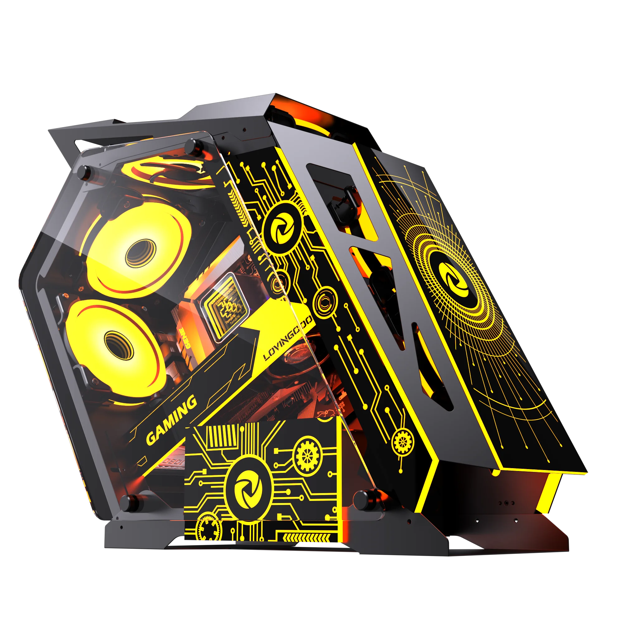 Lovingcool MATX Tempered Glass Comput Cases Desktop Cool SPCC Gaming Computer Cases & Towers With Fan Vertical PC Chassis USB3.0