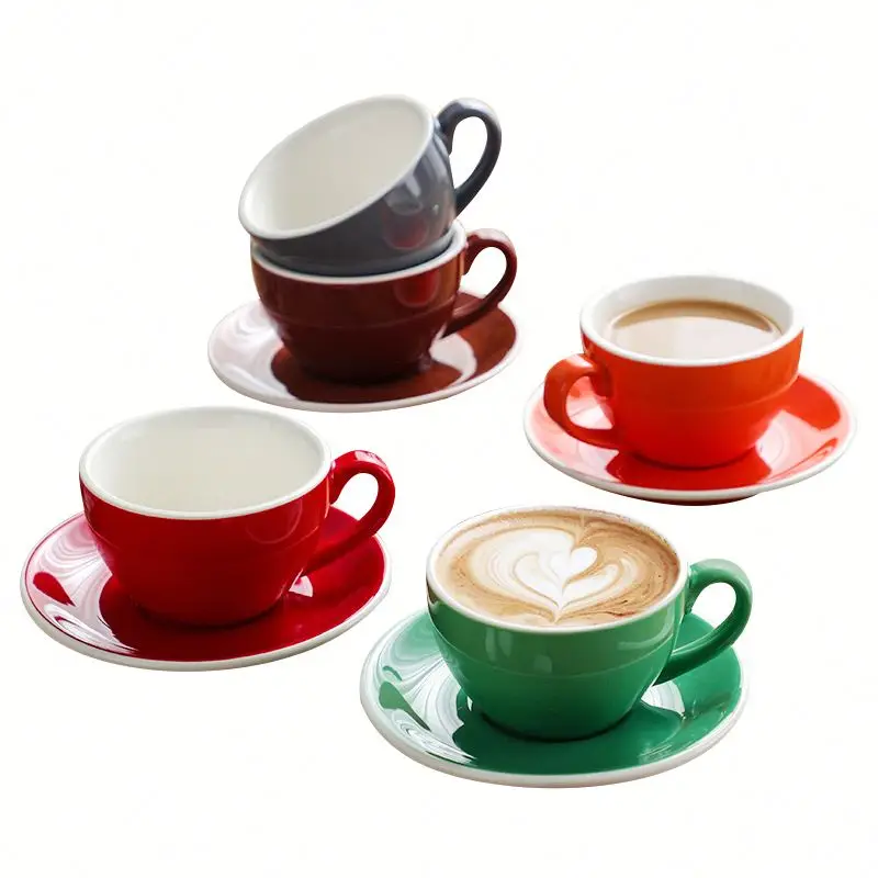 Factory direct sale custom 220ml reusable clay cappuccino coffee ceramic cups