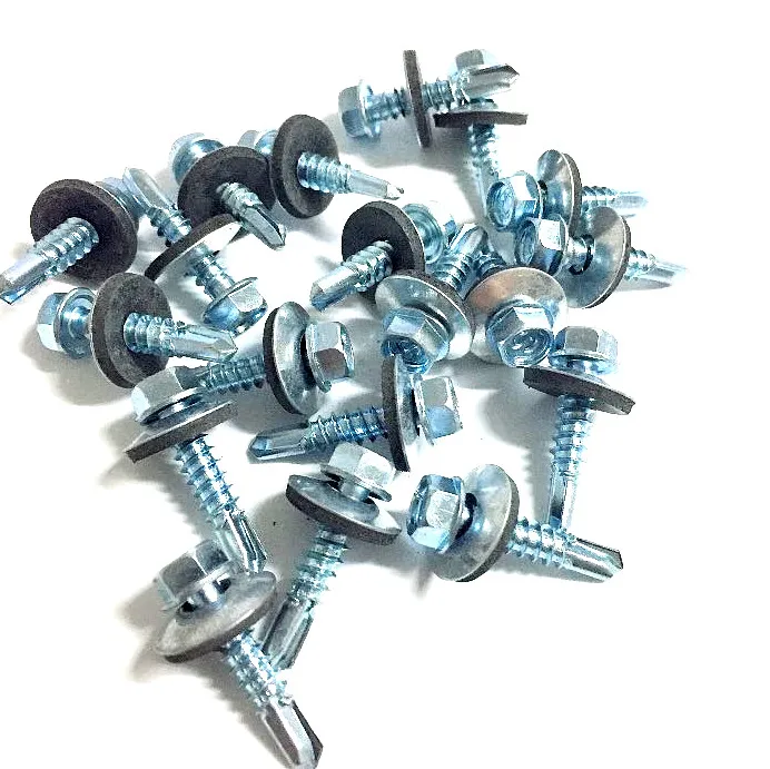 5.5mm Diameter and 25mm Long Hex Head Bonded EPDM Washer Self Drilling Zinc Coating Screws