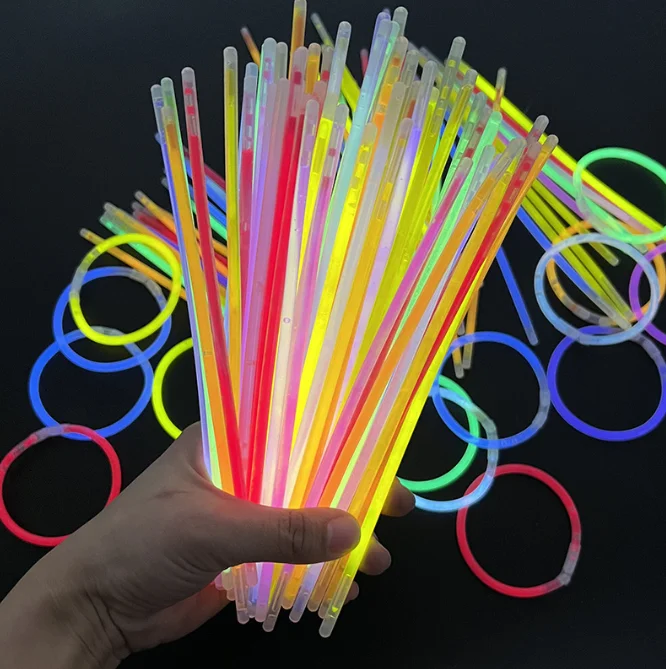 100pcs/box Glow Sticks Toys 8 Inch Luminous Bracelet With Connectors Glow in the Dark Neon Party Supplies For Children and Adult