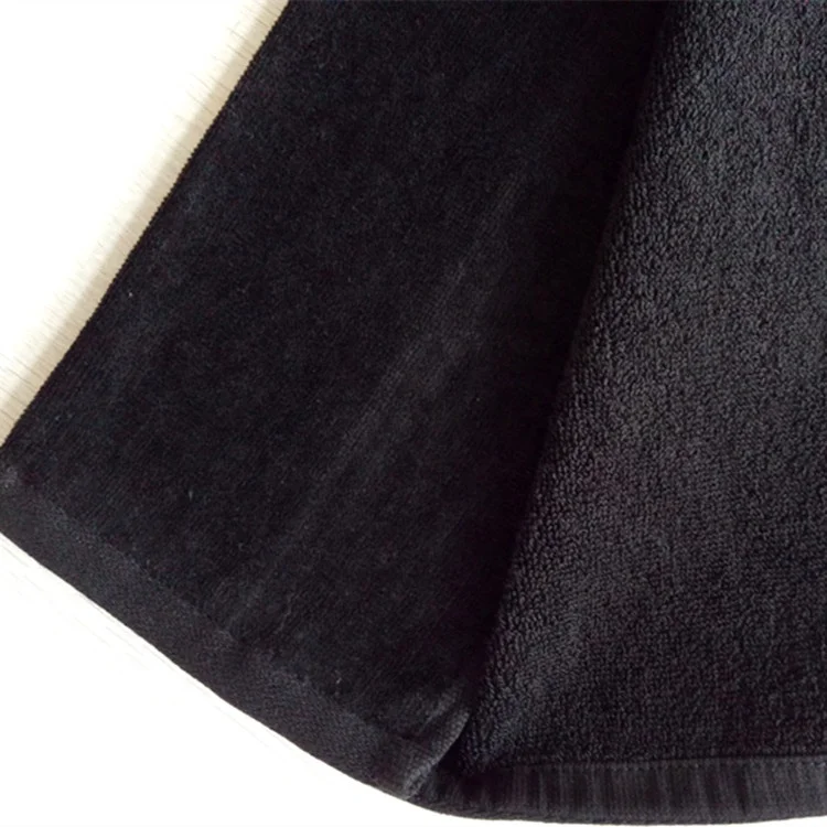 
100% cotton customized embroidery logo black jacquard velour golf towel 