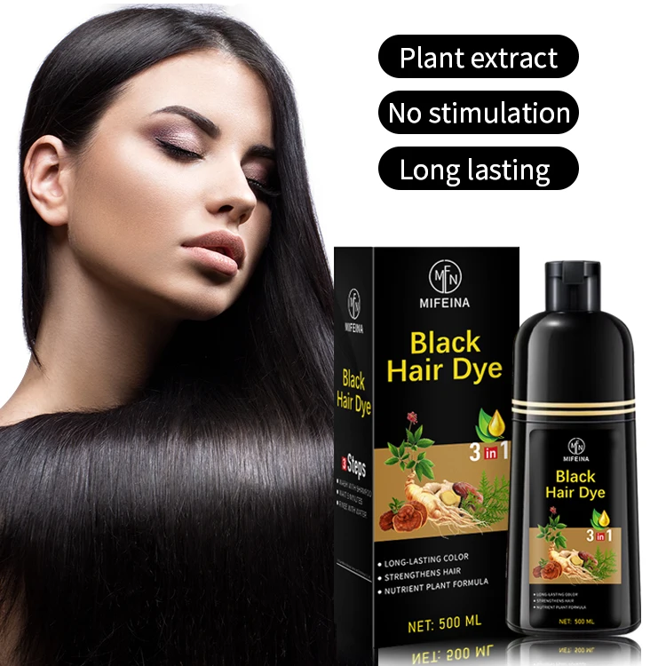 MOQ LOW 500ML Hair Color Shampoo Cover Gray White Hair Organic Hair Dye Shampoo Of Black no dark skin
