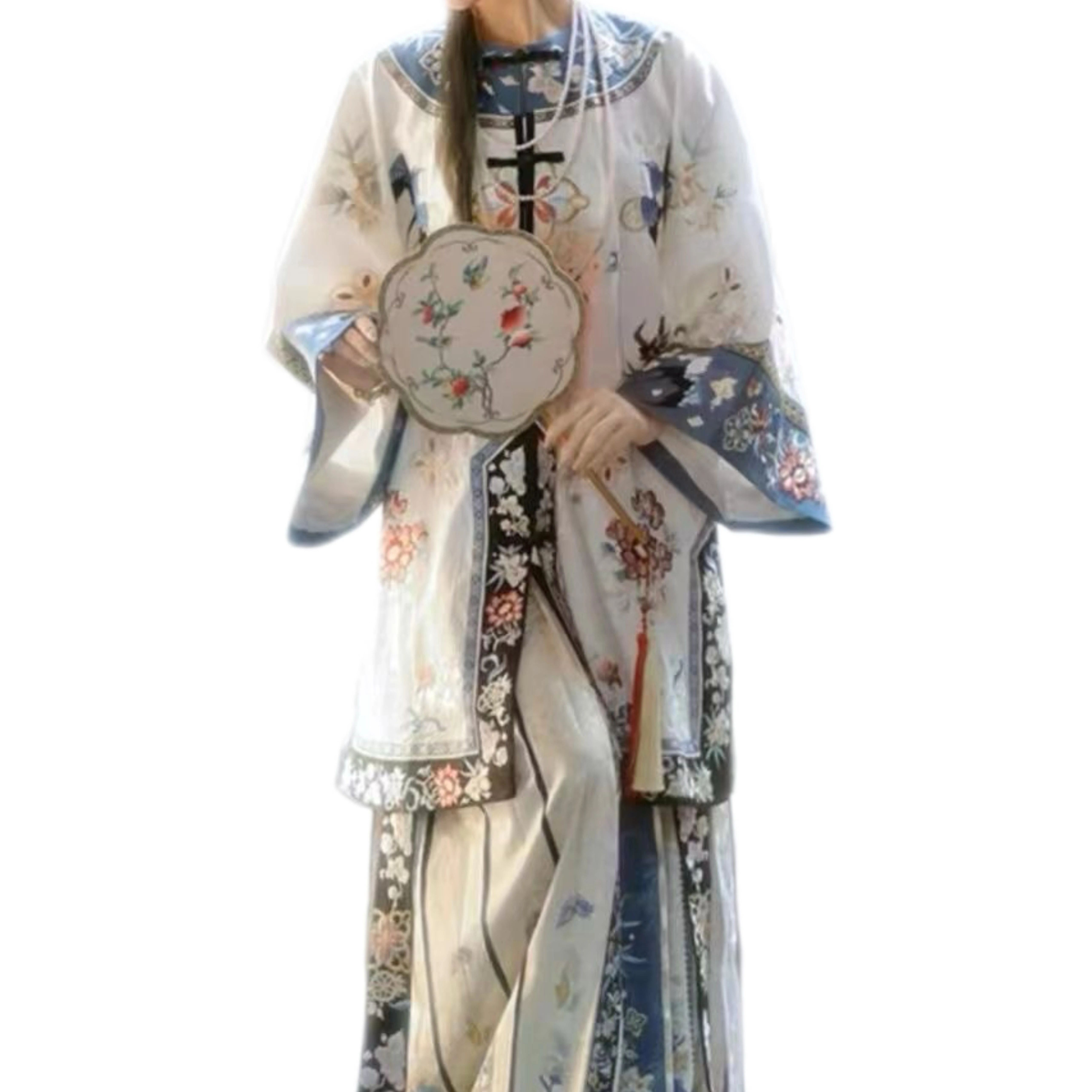 2024 Qing Han female Hanfu new Chinese retro national style printed blouse court style Qing Dynasty costume horse skirt set